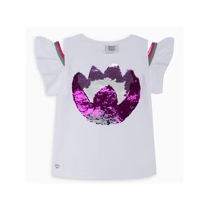 White and Pink Short Sleeve Tees with Reversible Sequins